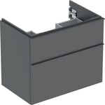 Mueble bajo Geberit serie iCon para lavabo, con dos cajones: Ancho de lavabo=75cm, Cuerpo y frontal: lava/cubierto mate, Tirador: lava/con pintura polvo al horno mate